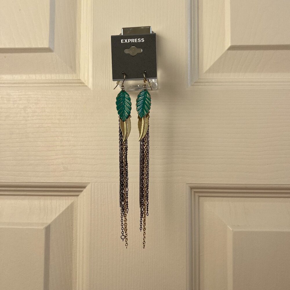 Brand New Express Metallic Feather earrings